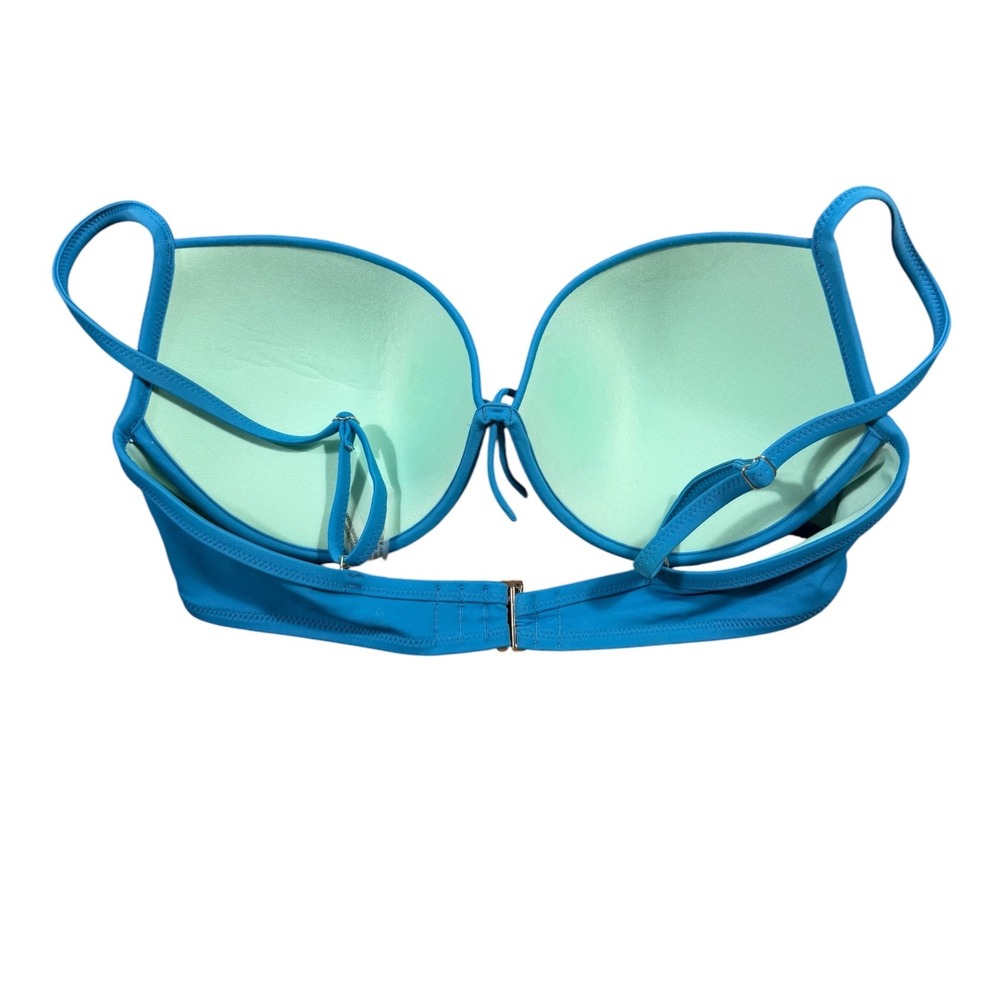 Victoria's Secret Swim Bikini Top Womens 38D Blue Push Up Tie Front Swimwear NWT - Picture 7 of 10